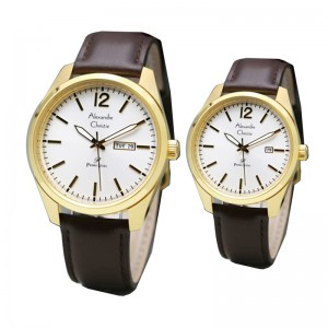 Alexandre Christie AC 1012 Gold White Leather Couple